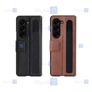کیف چرمی نیلکین Z Fold 5 مدل Aoge Leather