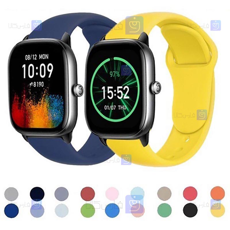 بند سیلیکونی ساعت هوشمند شیائومی Xiaomi Amazfit GTS 4 Mini مدل دکمه‌ای