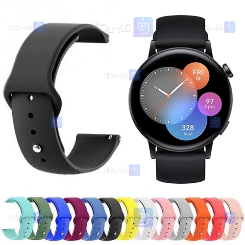 بند سیلیکونی ساعت هوشمند هواوی Huawei Watch GT 3 42mm مدل دکمه‌ای