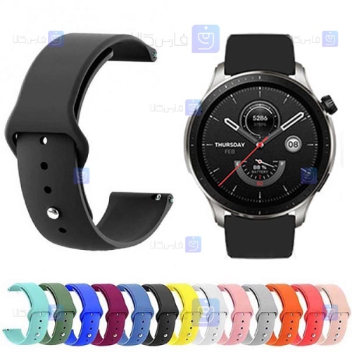 بند سیلیکونی ساعت هوشمند شیائومی Xiaomi Amazfit GTR 4 مدل دکمه‌ای