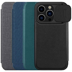 کیف چرمی پارچه ای نیلکین آیفون 15 پرو مکس مدل Qin Pro Plain Leather Cloth case