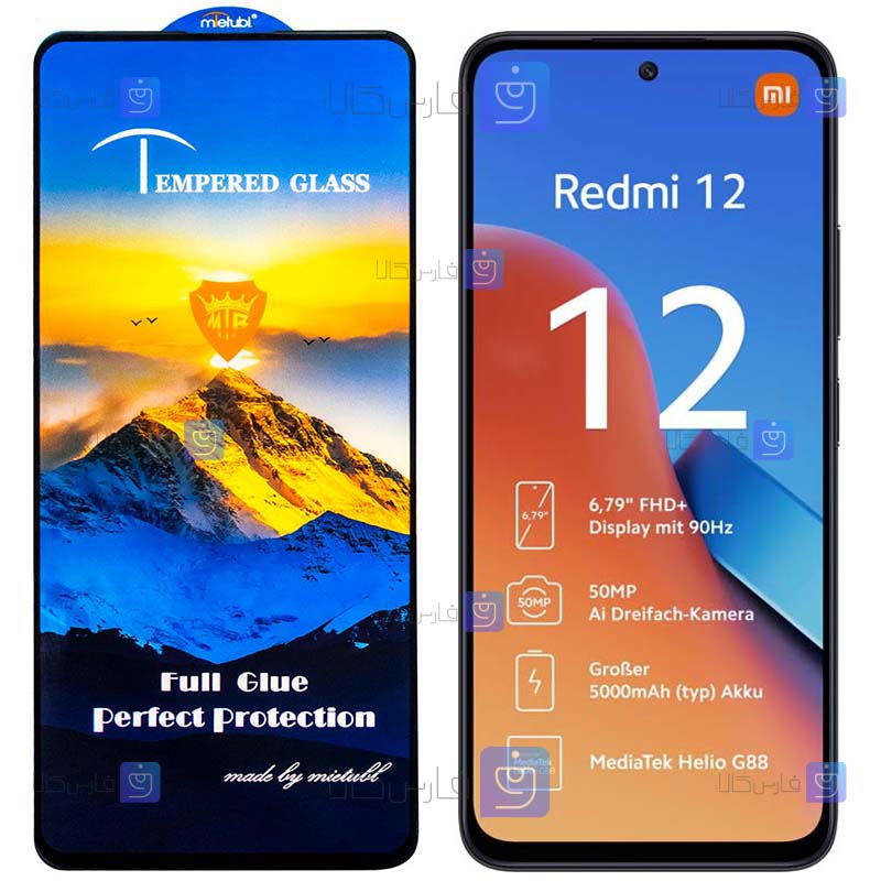 گلس گوشی Xiaomi Redmi 12 4G مدل Mietubl ESD