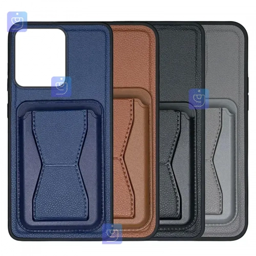 قاب چرمی استندی جاکارتی دار گوشی شیائومی پوکو C65