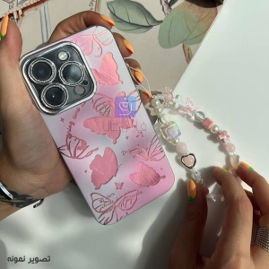 قاب دخترانه پروانه ای صورتی گوشی آیفون 14 پرو