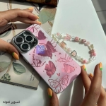 قاب دخترانه گوشی آیفون 14 پرو مدل پروانه ای صورتی