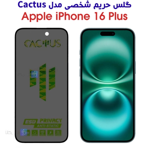 گلس حریم شخصی آیفون 16 پلاس برند Cactus