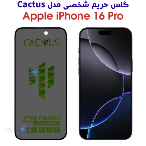 گلس حریم شخصی آیفون 16 پرو برند Cactus