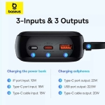پاوربانک 22.5 وات 20000 با کابل تایپ سی بیسوس Baseus QPOW Pro Plus Power Bank P10067102112