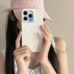 قاب سیلیکونی مگ سیف دار گوشی آیفون 16 پرو مکس مدل Circular Pattern