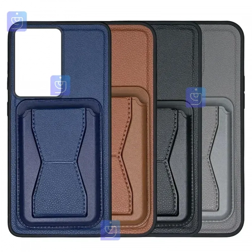 قاب چرمی استندی جاکارتی دار گوشی سامسونگ S23 Ultra