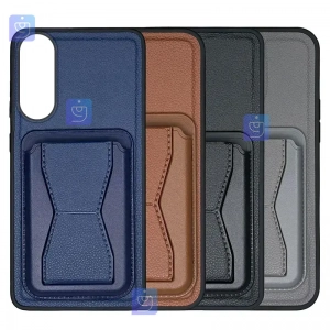 قاب چرمی استندی جاکارتی دار گوشی سامسونگ S25 Edge