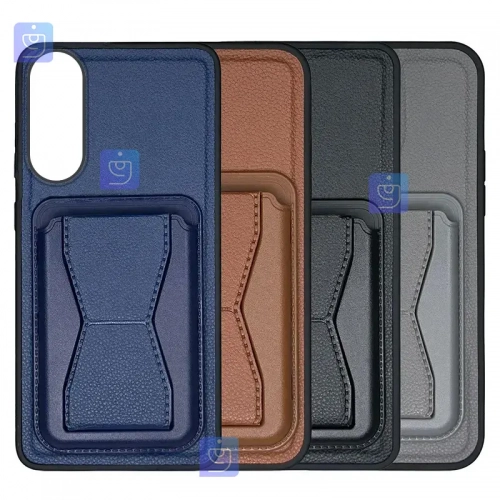 قاب چرمی استندی جاکارتی دار گوشی سامسونگ S25 Edge