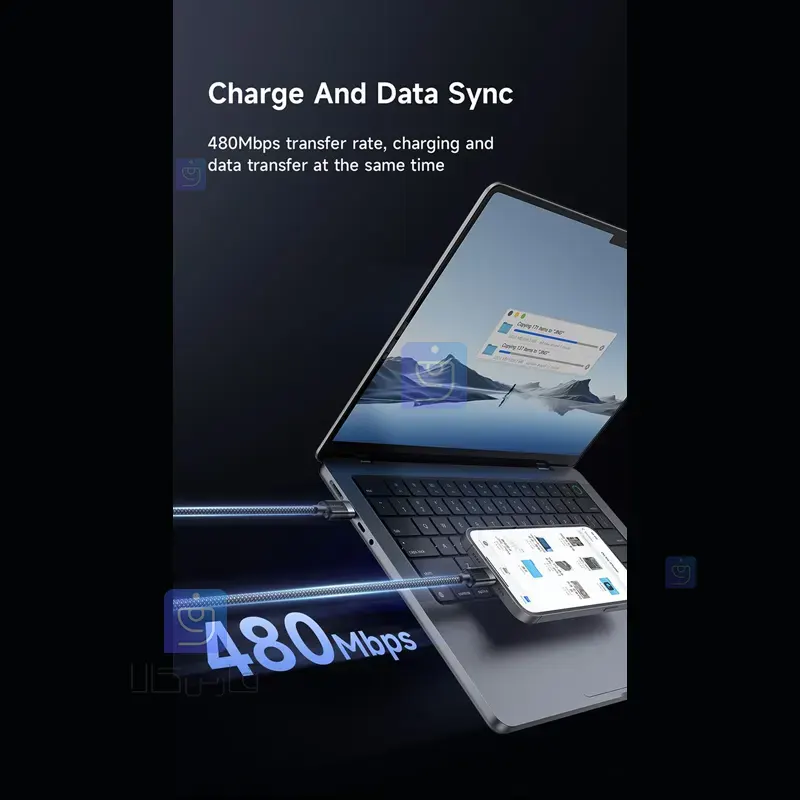 کابل شارژ سریع 60 وات تایپ سی به تایپ سی مگنتی مدل MCDODO CA-2000 MCDODO CA 2000 60W Magnetic Fast Charging Cable 1 14 کابل شارژ تایپسی مگنتی 60w مکدودو مدل CA-2000 | فارس کالا