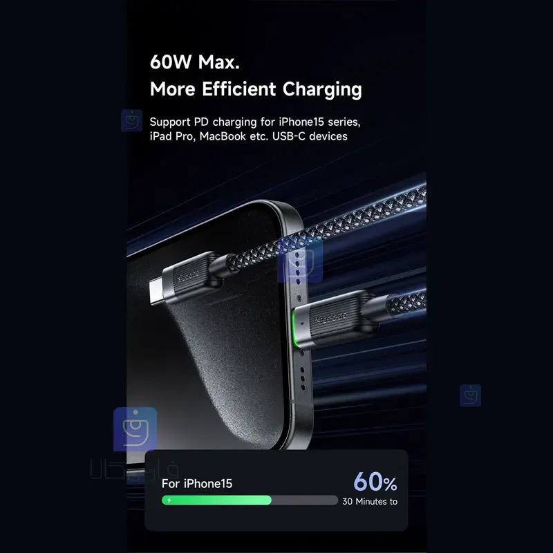 کابل شارژ تایپ‌سی مگنتی 60w مک‌دودو مدل CA-2000 | فارس کالا