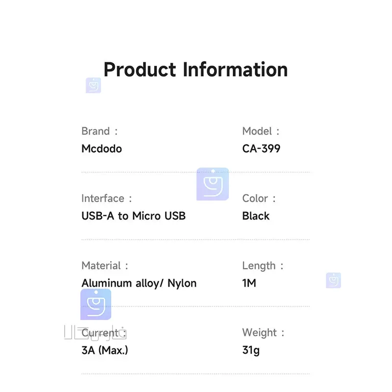 کابل شارژ سریع USB به میکرو مکدودو مدل MCDODO CA-3990 MCDODO CA 3990 USB to Micro USB Fast Charging Cable 2 1 کابل شارژ سریع USB به میکرو مدل MCDODO CA-3990 | فارس کالا