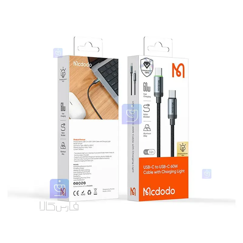 کابل شارژ تایپ سی به تایپ سی 60 واتی مک‌دودو مدل CA-4410 | فارس کالا