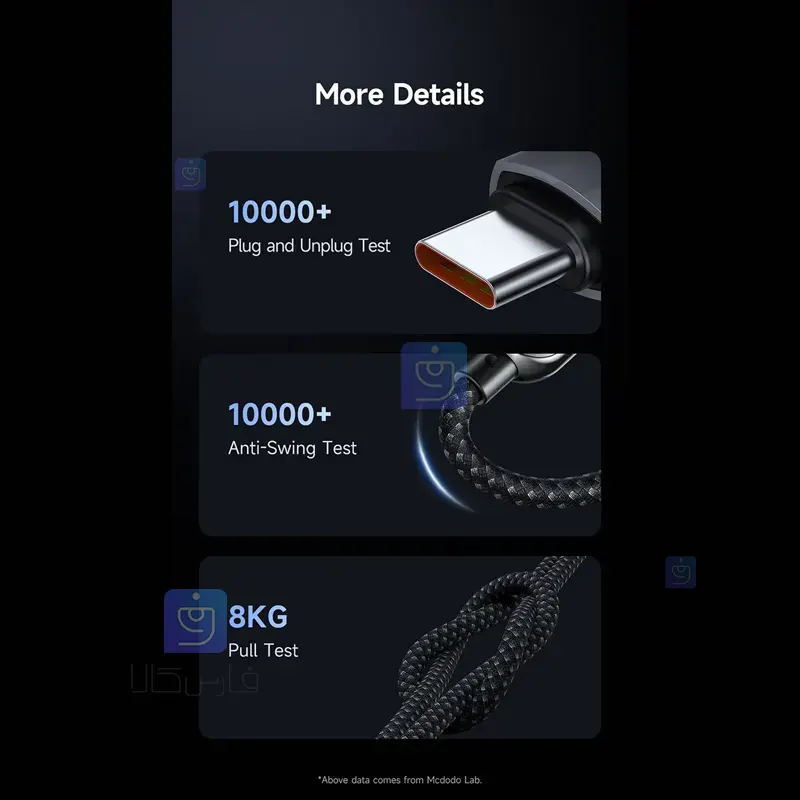 کابل شارژ سریع تایپ سی به تایپ سی 60 وات مدل MCDODO CA-4780 MCDODO CA 4780 60W Type C Fast Charging Cable 1 1 کابل شارژ سریع 60 وات تایپسی مکدودو CA-4780 | فارس کالا