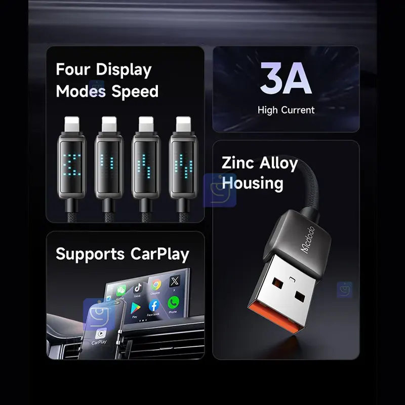 کابل شارژ لایتنینگ 3 آمپر مک‌دودو CA-5250 | فارس کالا