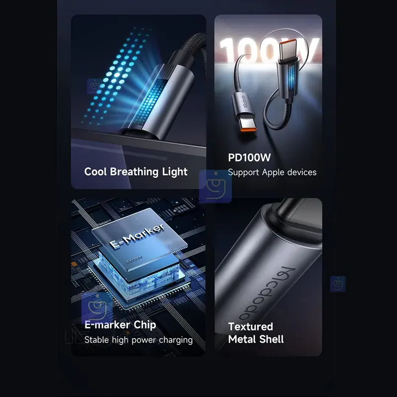 کابل شارژ سریع 100 وات تایپ‌سی مک‌دودو CA-5740 | فارس کالا