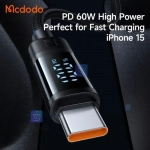 کابل شارژ سریع 60 وات تایپ سی به تایپ سی با نمایشگر دیجیتال مدل MCDODO CA-5780