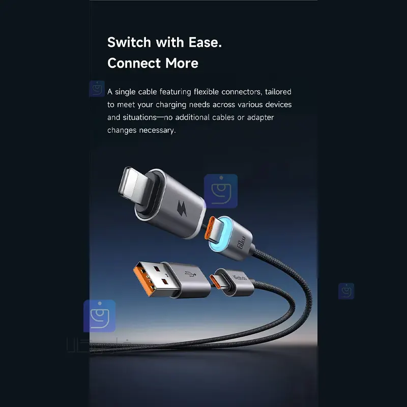 کابل شارژ چندسر 60وات مگنتی 4 کاره مک دودو مدل CA-6560 | فارس کالا