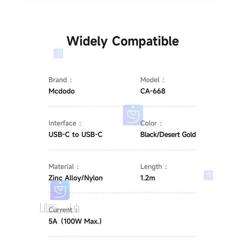 کابل شارژ سریع تایپ سی به تایپ سی قطع کن اتومات مدل MCDODO CA-668 MCDODO CA 668 Type C Fast Charging Cable 15 کابل شارژ سریع تایپ سی 100 وات مکدودو CA-668 | فارس کالا