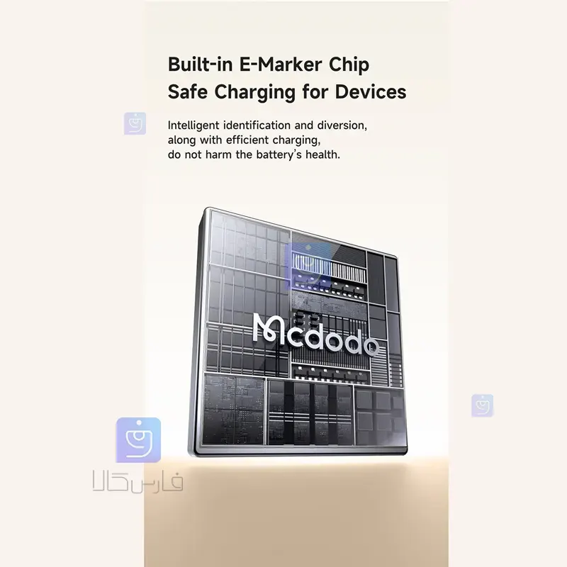 کابل شارژ سریع تایپ سی به تایپ سی قطع کن اتومات مدل MCDODO CA-668 MCDODO CA 668 Type C Fast Charging Cable 5 کابل شارژ سریع تایپ سی 100 وات مکدودو CA-668 | فارس کالا