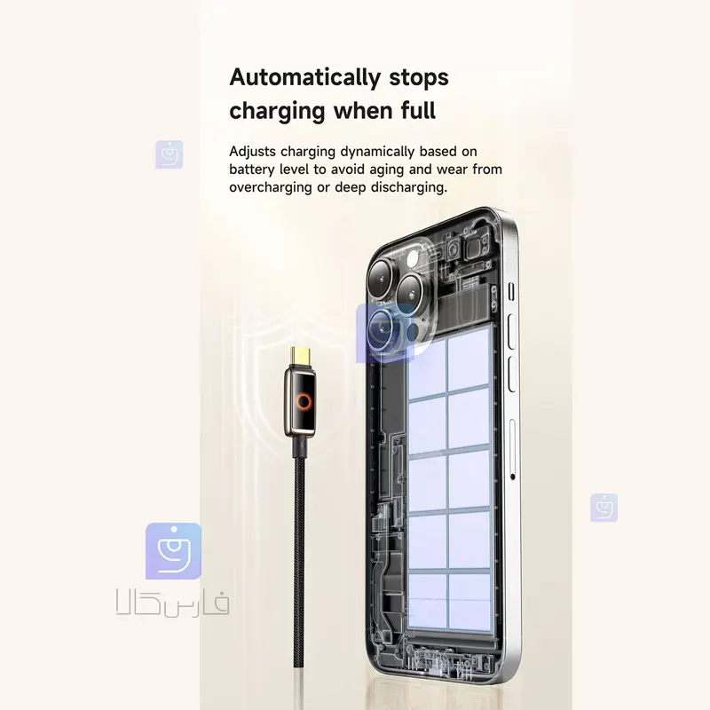 کابل شارژ سریع تایپ سی به تایپ سی قطع کن اتومات مدل MCDODO CA-668 MCDODO CA 668 Type C Fast Charging Cable 8 کابل شارژ سریع تایپ سی 100 وات مکدودو CA-668 | فارس کالا