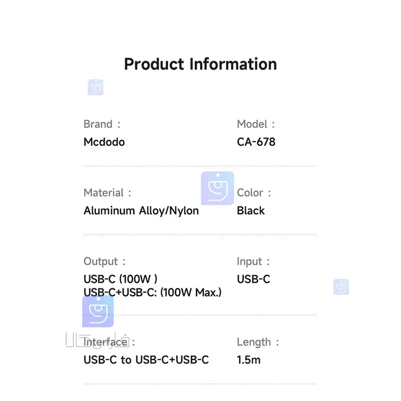 کابل شارژ دو سر 100 واتی مک‌دودو مدل MCDODO CA-6780 | فارس کالا