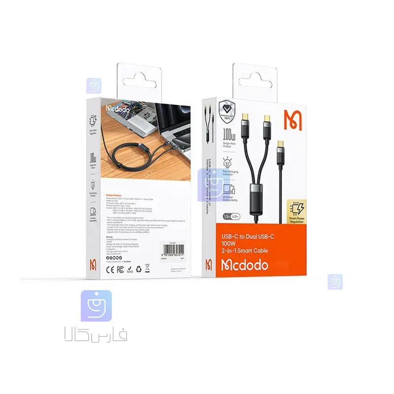 کابل شارژ دو سر 100 واتی مک‌دودو مدل MCDODO CA-6780 | فارس کالا
