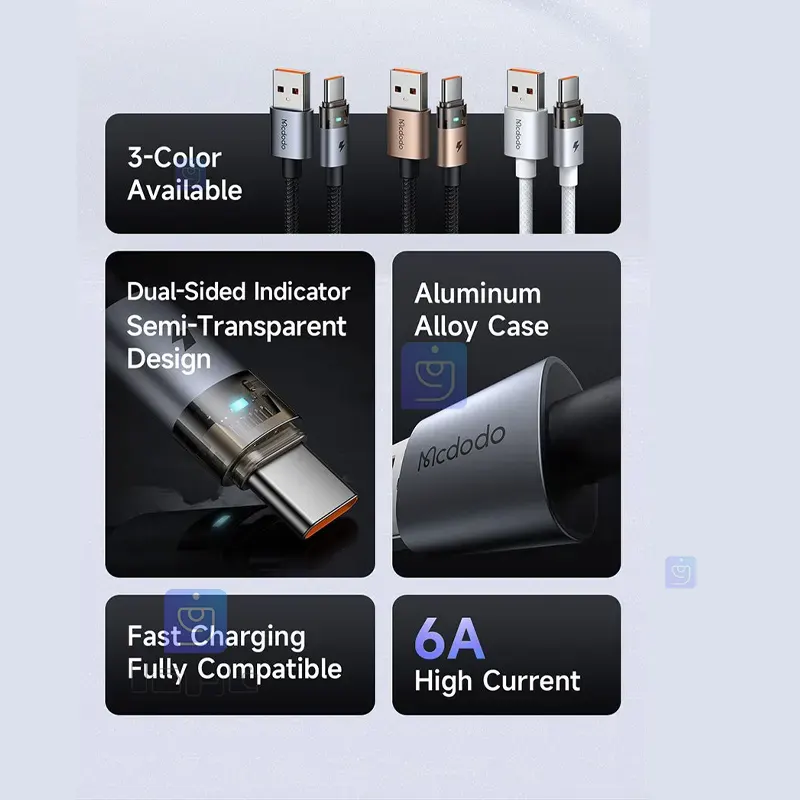 کابل شارژ سریع USB به تایپ سی 100 وات مکدودو مدل MCDODO CA-689 MCDODO CA 689 USB to Type C Fast Charging Cable 1 11 کابل شارژ سریع USB به تایپ سی مکدودو مدل CA-689 | فارس کالا