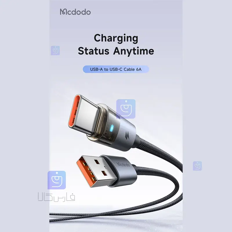 کابل شارژ سریع USB به تایپ سی 100 وات مکدودو مدل MCDODO CA-689 MCDODO CA 689 USB to Type C Fast Charging Cable 1 12 کابل شارژ سریع USB به تایپ سی مکدودو مدل CA-689 | فارس کالا