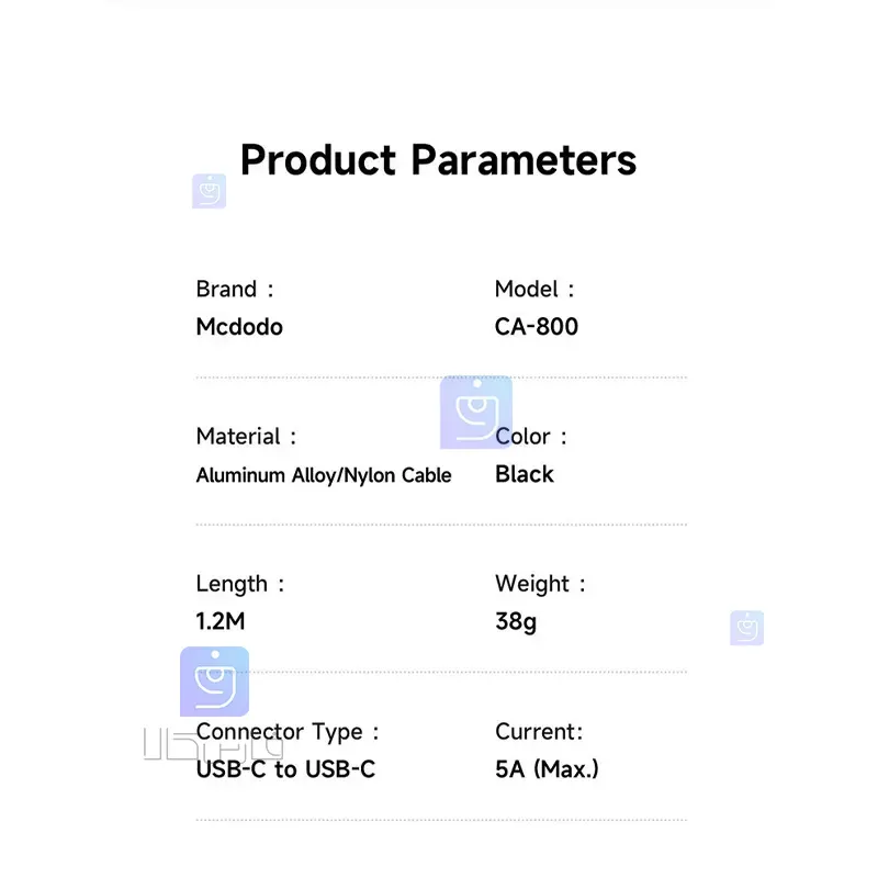 کابل شارژ تایپ سی به تایپ سی 100وات مک دودو مدل CA-8000 | فارس کالا