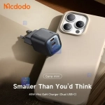 شارژر آداپتور دیواری مینی 45 واتی دو پورت مدل MCDODO CH-100