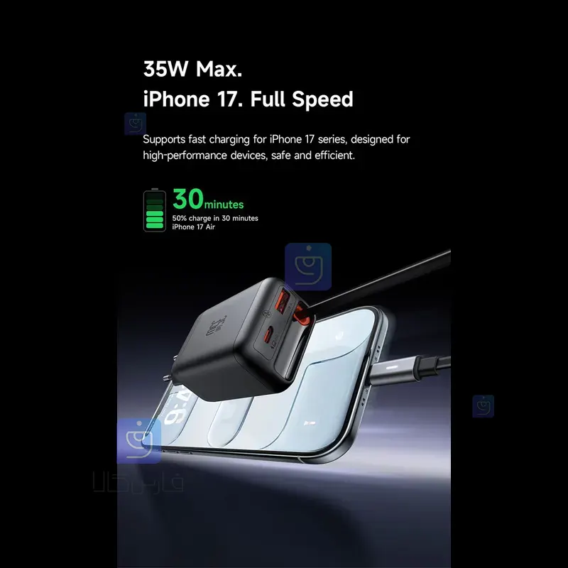 شارژر آداپتور دیواری 3پورت 35وات مک دودو مدل MCDODO CH-1280 GaN MCDODO CH 1280 GaN FreeGo 35w 3 خرید شارژر آداپتور دیواری 3پورت 35وات مدل MCDODO CH-1280 GaN | فارس کالا