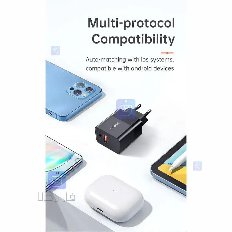 شارژر آداپتور دیواری 20 واتی مکدودو مدل MCDODO CH-1951 MCDODO CH 1951 Wall Adapter Charger 1 21 شارژر آداپتور دیواری دو پورت مکدودو مدل CH-1951 | فارس کالا