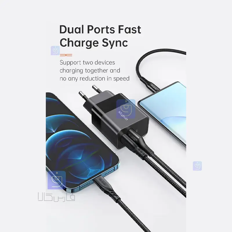 شارژر آداپتور دیواری 20 واتی مکدودو مدل MCDODO CH-1951 MCDODO CH 1951 Wall Adapter Charger 1 51 شارژر آداپتور دیواری دو پورت مکدودو مدل CH-1951 | فارس کالا