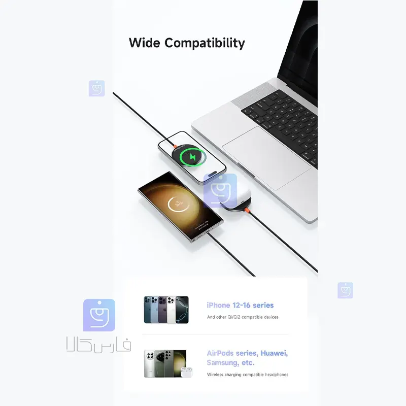 شارژر وایرلس مگنتی 15 واتی مک‌دودو CH-2860 Qi2 | فارس کالا