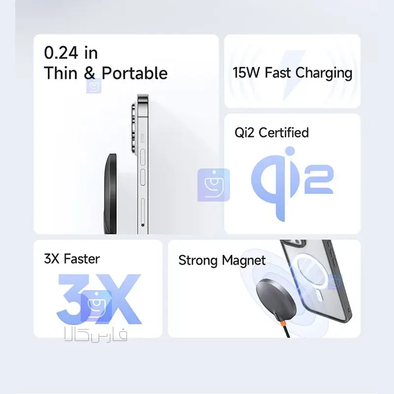شارژر وایرلس مگنتی 15 واتی مک‌دودو CH-2860 Qi2 | فارس کالا