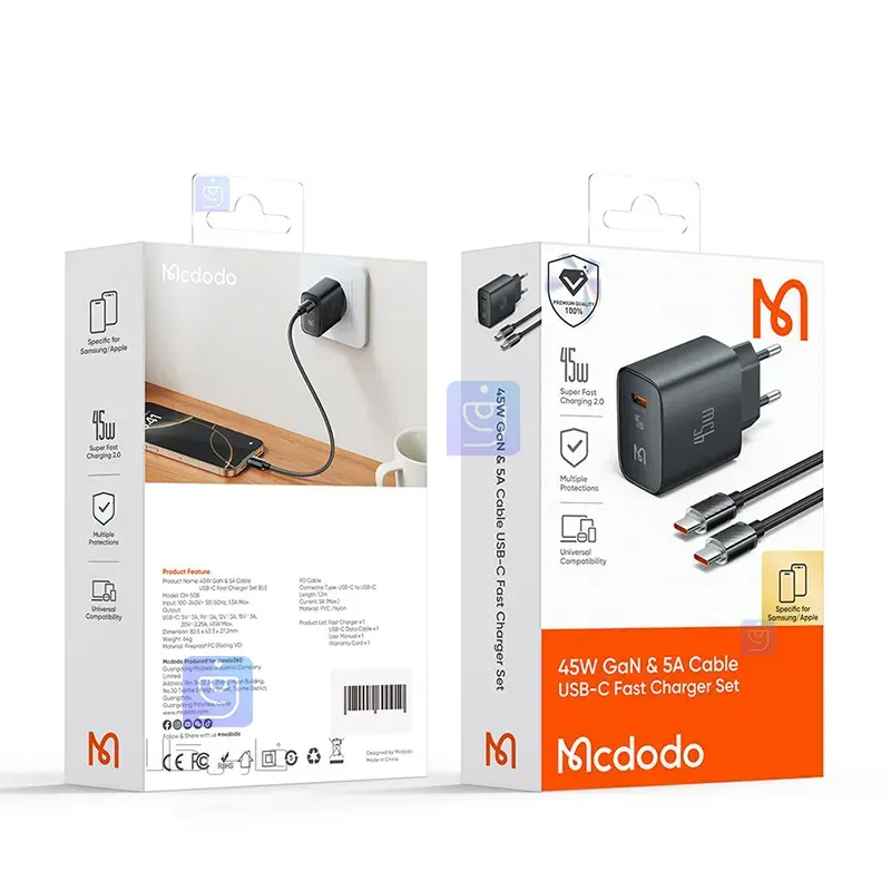 شارژر آداپتور 45 وات مک‌دودو مدل MCDODO CH-5080 | فارس کالا