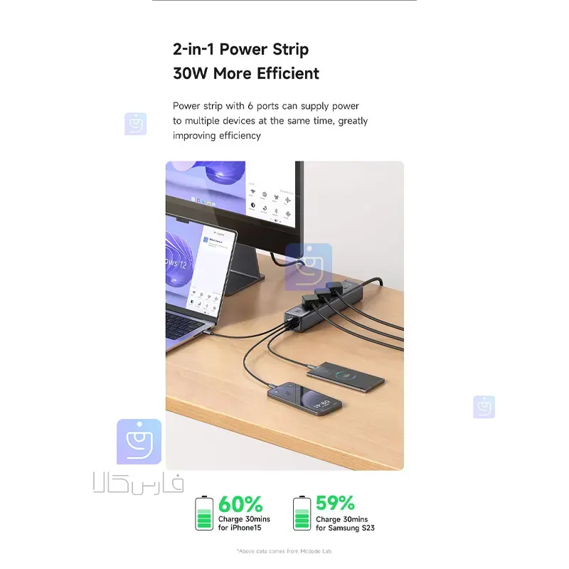 آداپتور شارژ +چندراهی محافظ برق مک‌دودو CH-0620 | فارس کالا