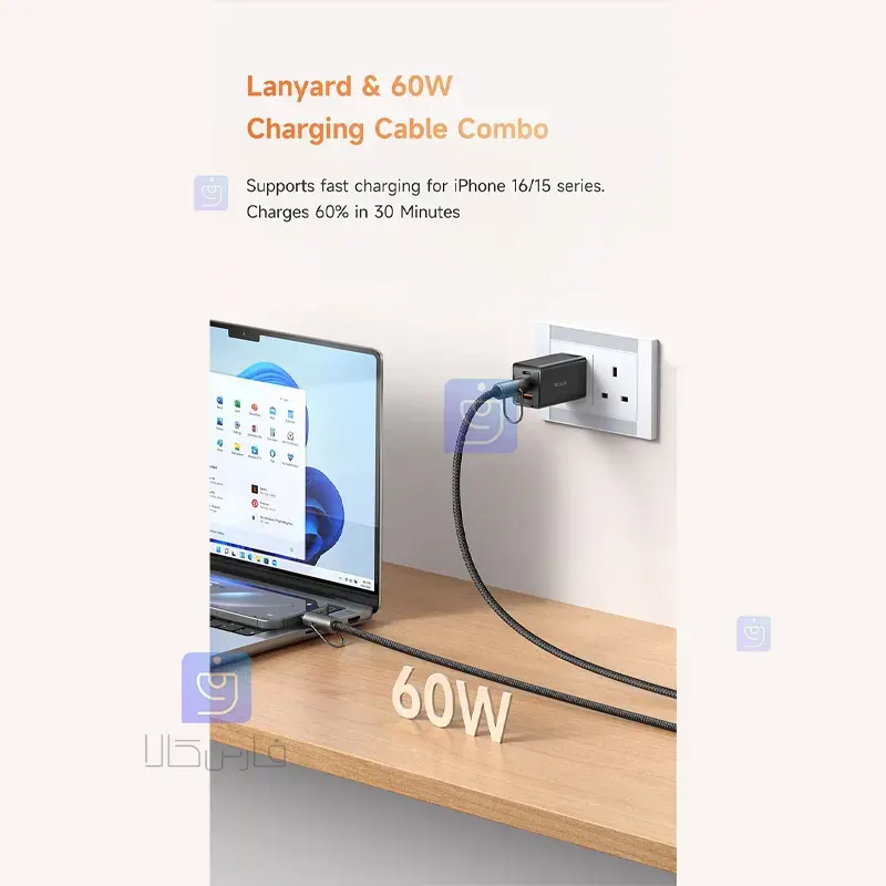 بند آویز موبایل و کابل شارژ سریع تایپ سی به تایپ سی مدل MCDODO CA-683 Mobile phone strap and fast charging cable model MCDODO CA 683 13 بند آویز موبایل و کابل شارژ مکدودو مدل CA-683 | فارس کالا