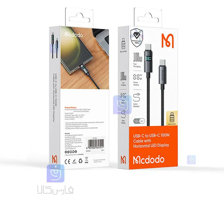 کابل شارژ سریع 100وات کارپلی مک‌دودو مدل CA-5610 | فارس کالا