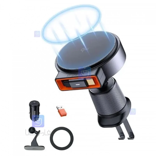 هولدر وایرلس شارژر 15 وات + شارژر فندکی مدل MCDODO CH-009