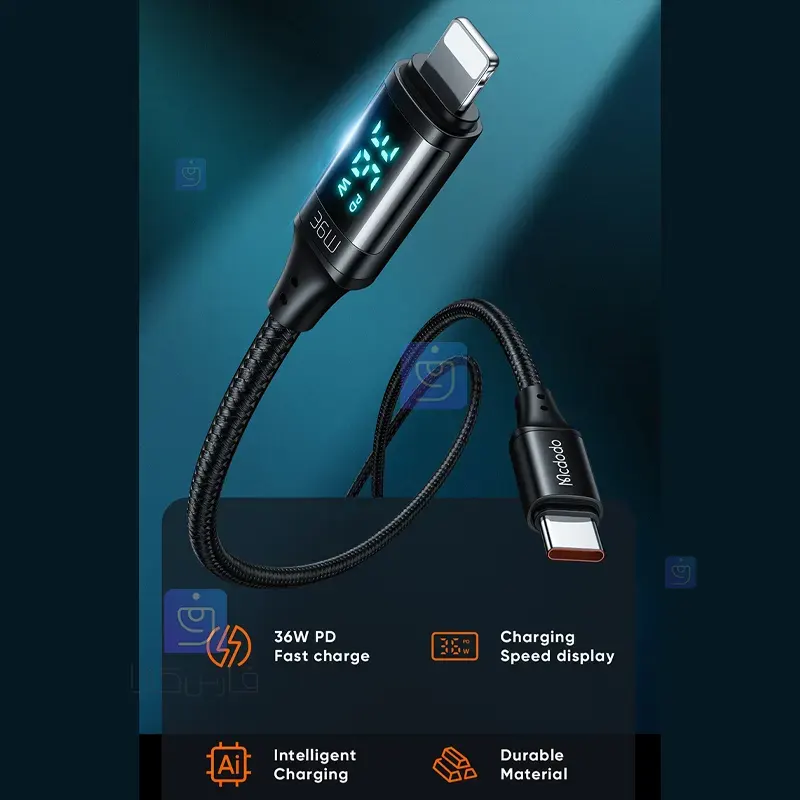 کابل شارژ و انتقال داده 36 وات تایپ سی به لایتنینگ مکدودو مدل MCDODO CA-1030 MCDODO CA 1030 Type C to Lightning Charging and Data Transfer Cable 1 4 کابل شارژ تایپ سی به لایتنینگ 36W مکدودو CA-1030 |فارس کالا