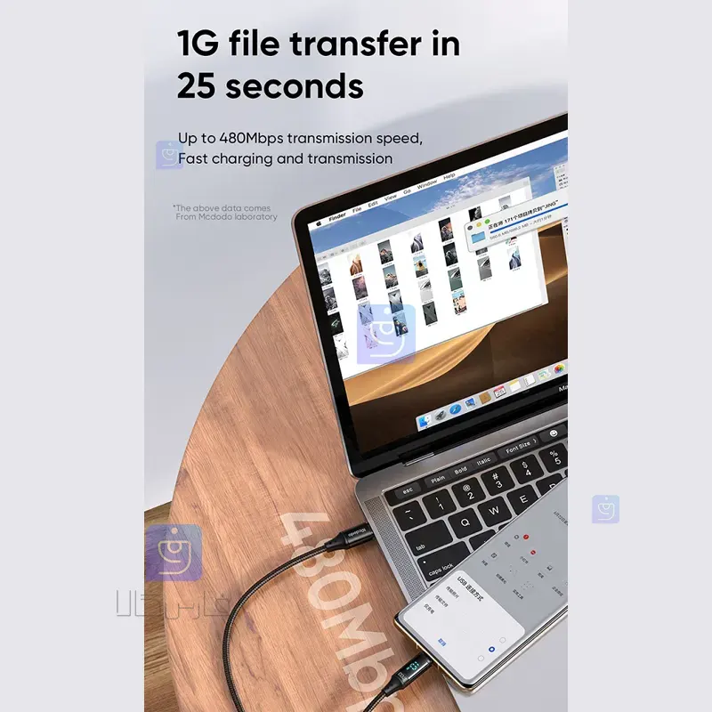 کابل شارژ و انتقال داده 100W تایپ سی به تایپ سی مکدودو مدل MCDODO CA-1100 MCDODO CA 1100 100W Charging and Data Transfer Cable 1 4 کابل شارژ تایپسی به تایپسی 100Wمک دودو CA-1100 | فارس کالا