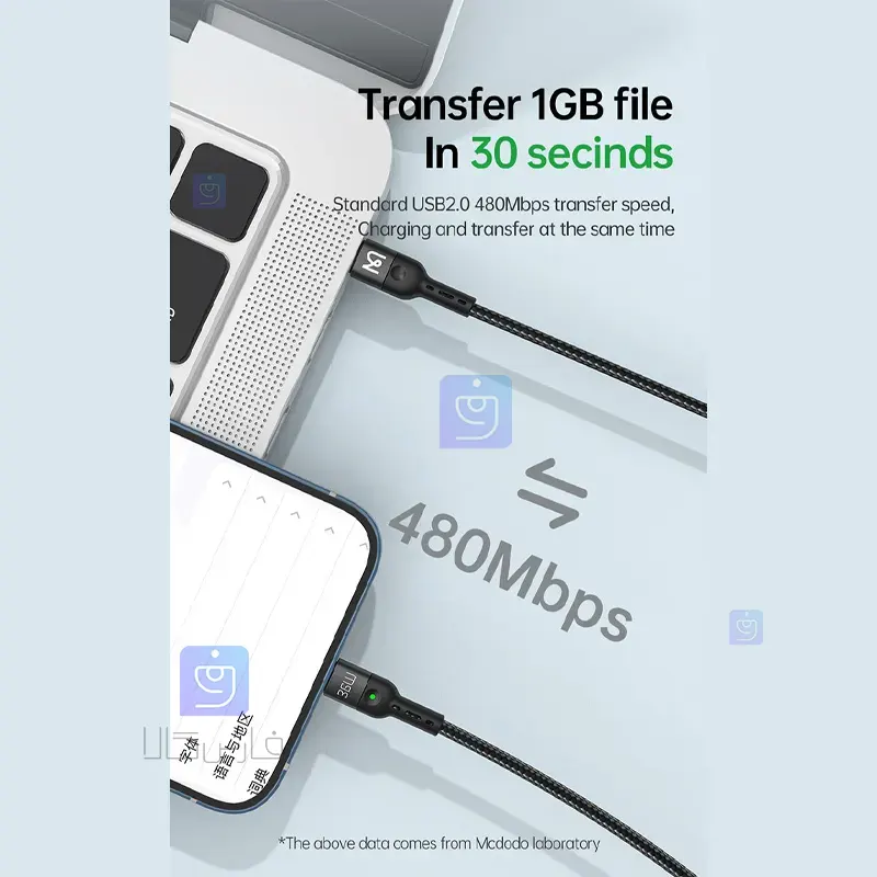 کابل شارژ فنری تایپ سی به لایتنینگ 36 واتی مکدودو مدل MCDODO CA-1960 MCDODO CA 1960 Type C to Lightning Spring Charging Cable 1 8 کابل شارژ فنری تایپسی به لایتنینگ مکدودو CA-1960 | فارس کالا