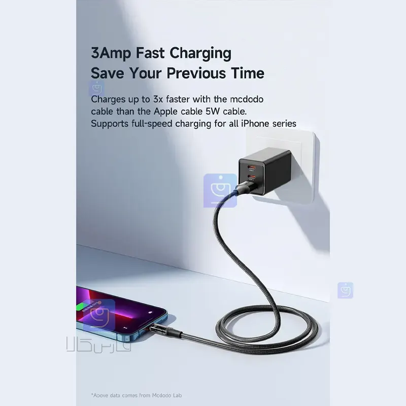 کابل شارژ لایتنینگ 36 واتی مکدودو مدل MCDODO CA-2082 MCDODO CA 2082 36W Lightning Charging Cable 1 8 کابل شارژ لایتنینگ 36 وات مکدودو مدل CA-2082 | فارس کالا