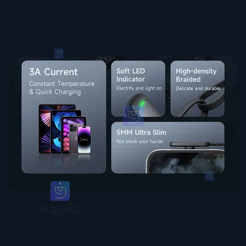 کابل شارژ سریع USB به لایتنینگ 3 آمپر مدل MCDODO CA-2790 MCDODO CA 2790 USB to Lightning Fast Charging Cable 1 13 کابل شارژ سریع USB-A به لایتنینگ مکدودو CA-2790 | فارس کالا