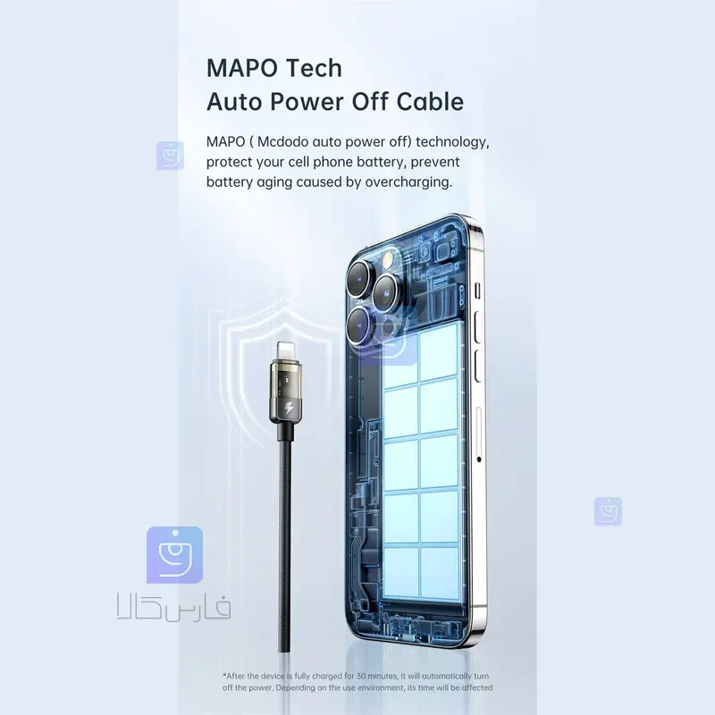 کابل شارژ هوشمند تایپ سی به لایتنینگ 36 واتی مکدودو مدل MCDODO CA-3161 MCDODO CA 3161 Type C to Lightning Smart Charging Cable 10 کابل شارژ Type-C به لایتنینگ 36W مکدودو CA-3161 | فارس کالا
